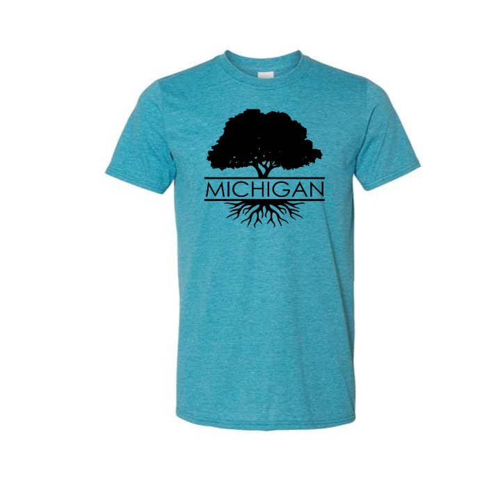 T-shirt: Michigan rødder-G.Blå for engroshandel hos My State Designs