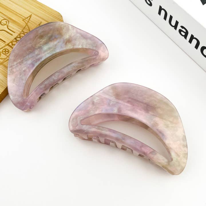 Pinza de pelo de acetato morado, pinza de garra hueca en forma de media luna para venta al por mayor de TheDivaSoap