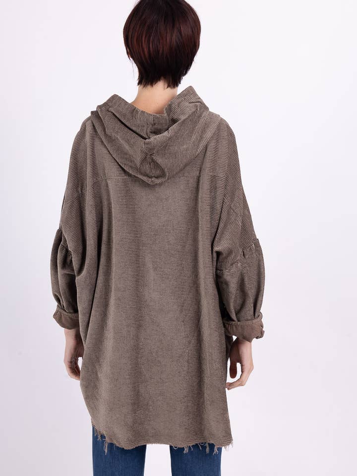 L'Emotion - Wholesale Hoodie - Dames - Fluweelkleurige, geplooide fluwelen hoodie met versleten effect en brede ritssluiting12