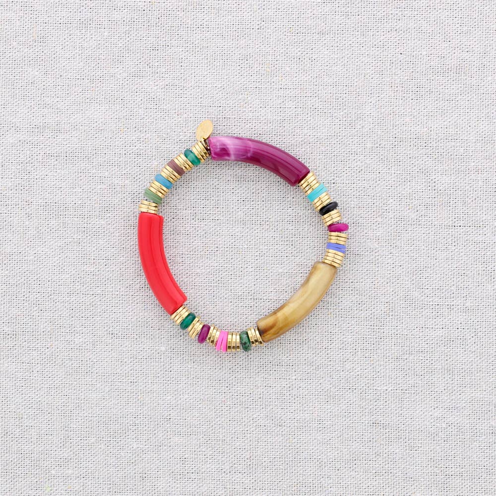 Sonata - Vendita all'ingrosso Gioielli a scatto - Bracciale elastico, acciaio, perline, resina6