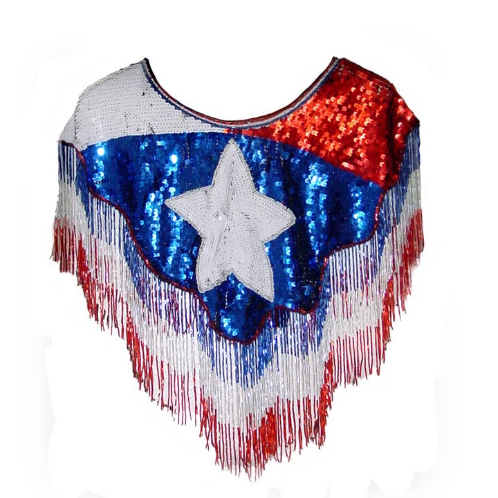 Lone Star sjal/krage med fransar med pärlor och paljetter för wholesale av Western Fashion