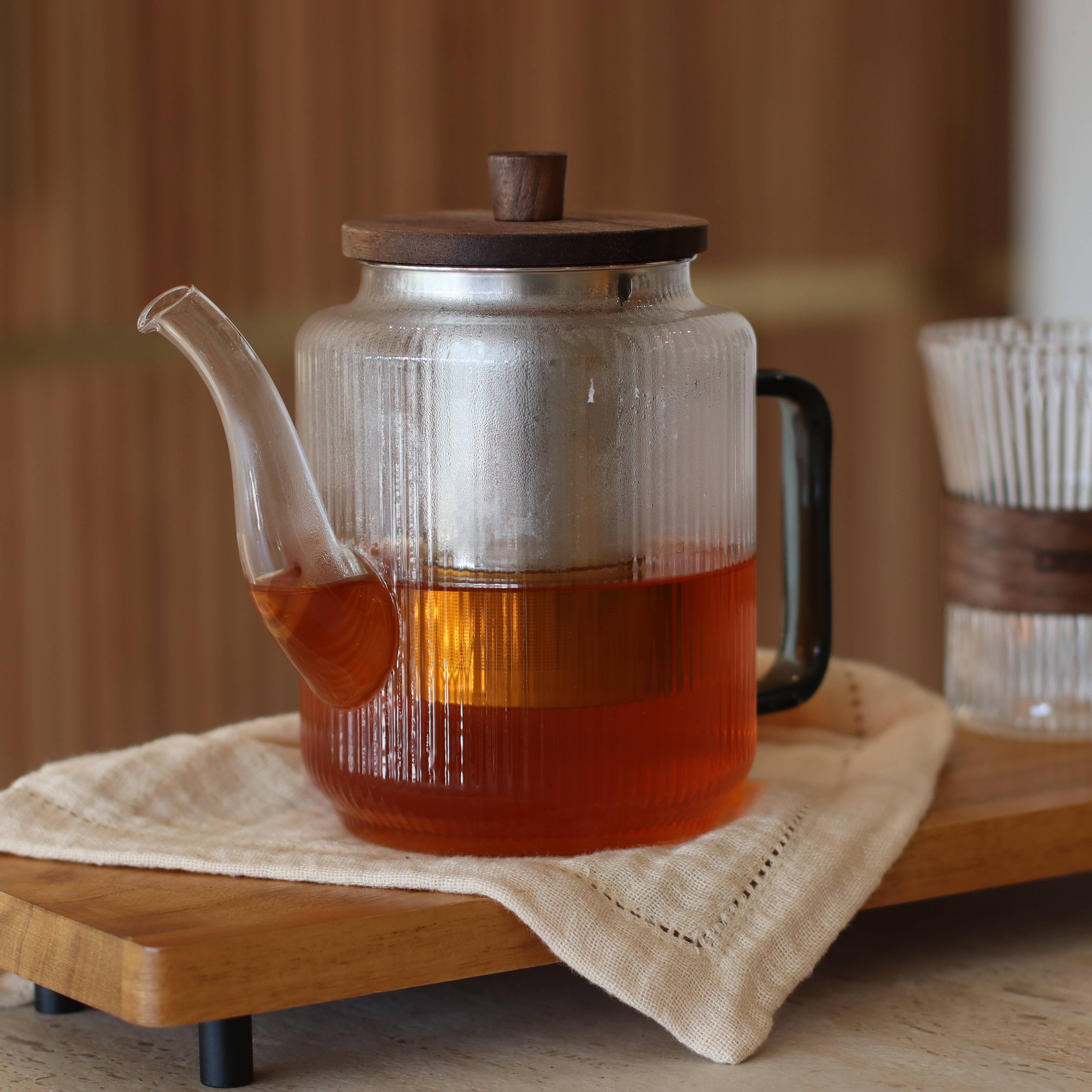 Ogo living – chaleira por atacado – Bule Karl 1,2 L em vidro borossilicato com alça de grafite2