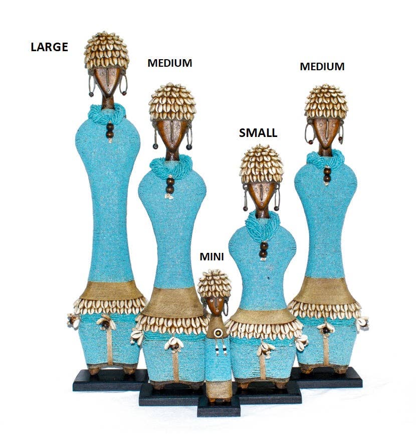 The African Home Goods – Estatueta decorativa por atacado – Boneca Namji Aqua & Gold0
