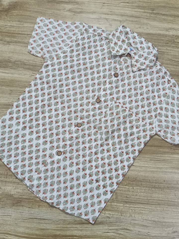 Camisas Meia Mangas Étnicas Impressas para Menino por atacado de Riddhi Siddhi
