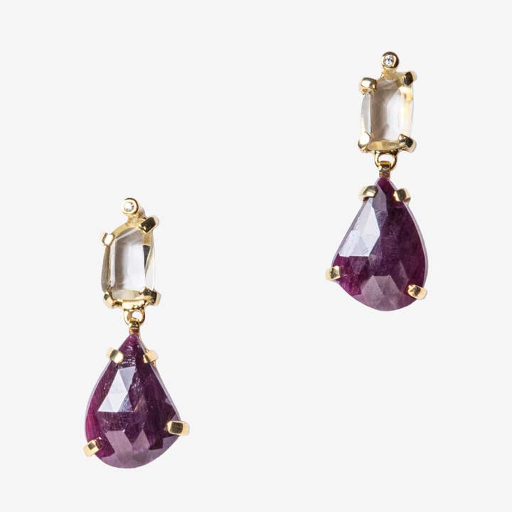 Pendientes Helen Pink Pear en forma de gota, diseño triangular para venta al por mayor de Golden Horn Jewellery