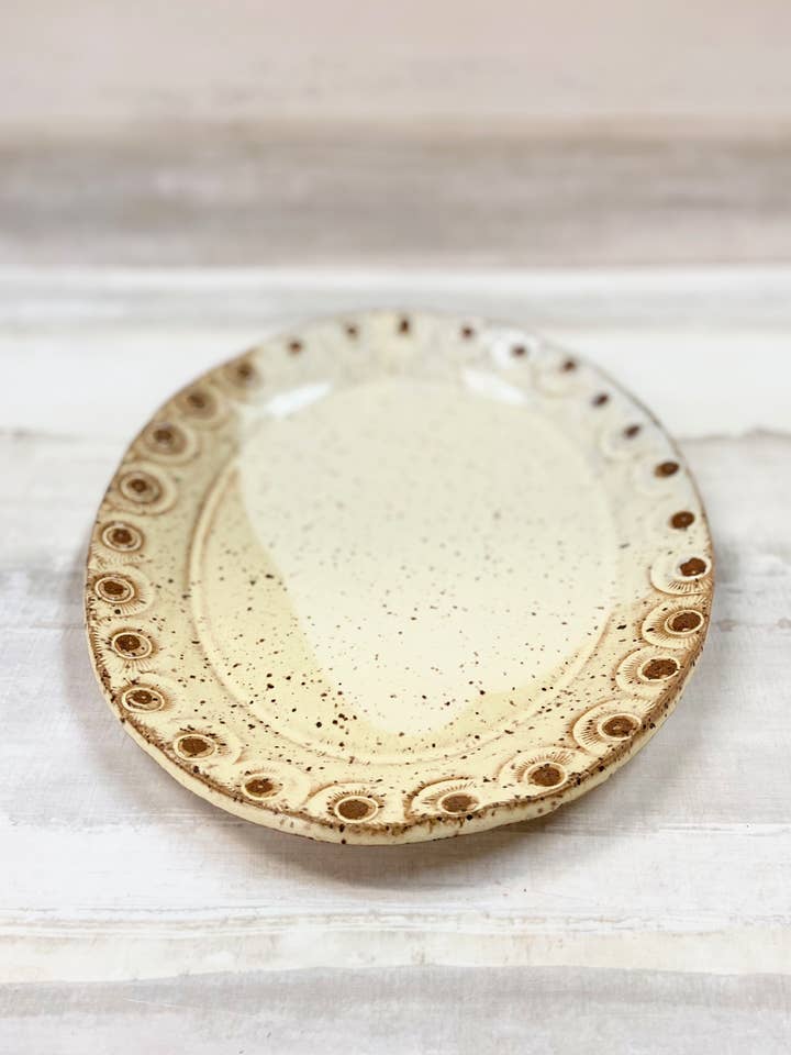 Bandeja de servir oval por atacado de Bari Moss Ceramics