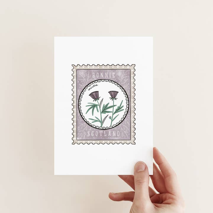 Thistle Stamp Card for wholesale by Juniper Press