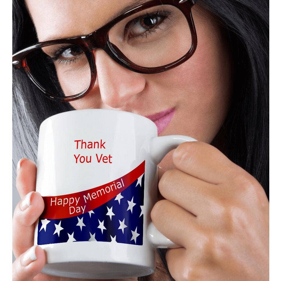 3dRose - Wholesale Coffee Mug - 3dRose, Image of Thank You Vet Words With Partial Flag And Memorial Day, Mug9
