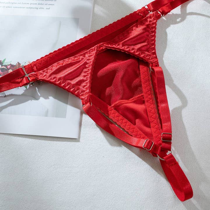 Lina Lind - Wholesale Lingerie Set - Women's - Sexy lingerie set with garter belt and black tassels LL580426