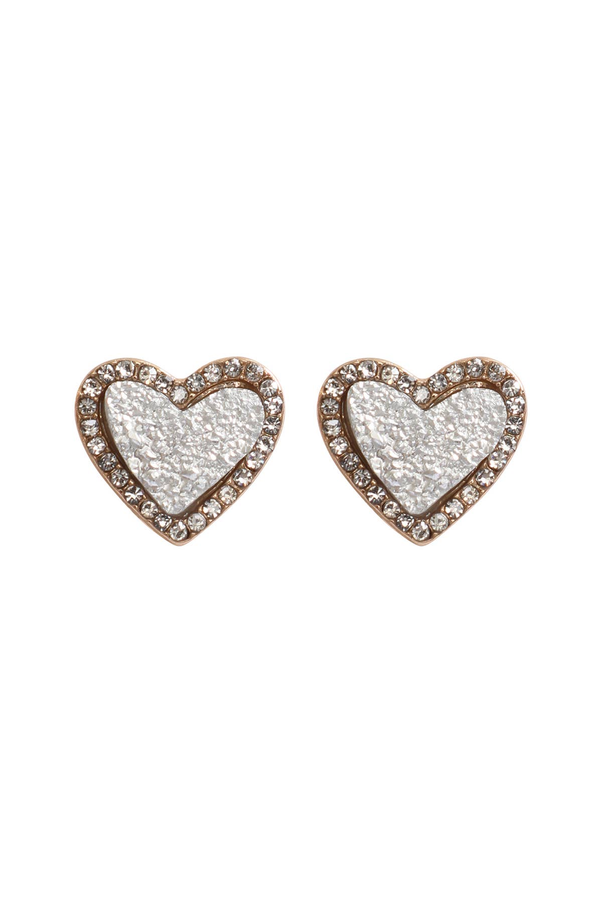 MYS Wholesale Inc - Wholesale Stud/Post Earrings - Valentine Heart Druzy With Rhinestone Post Earrings24