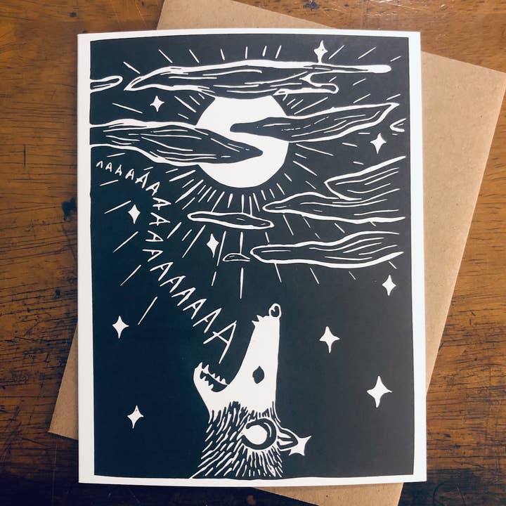 Critter Butts - Wholesale Everyday Greeting Card - Possum Screaming At The Moon - 100% Recycled Greeting Card