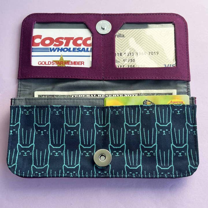 Malia Designs - Vente Portefeuille – femme - Portefeuille long à imprimé chat - Cadeau pour les amoureux des chats - Portefeuille végétalien5