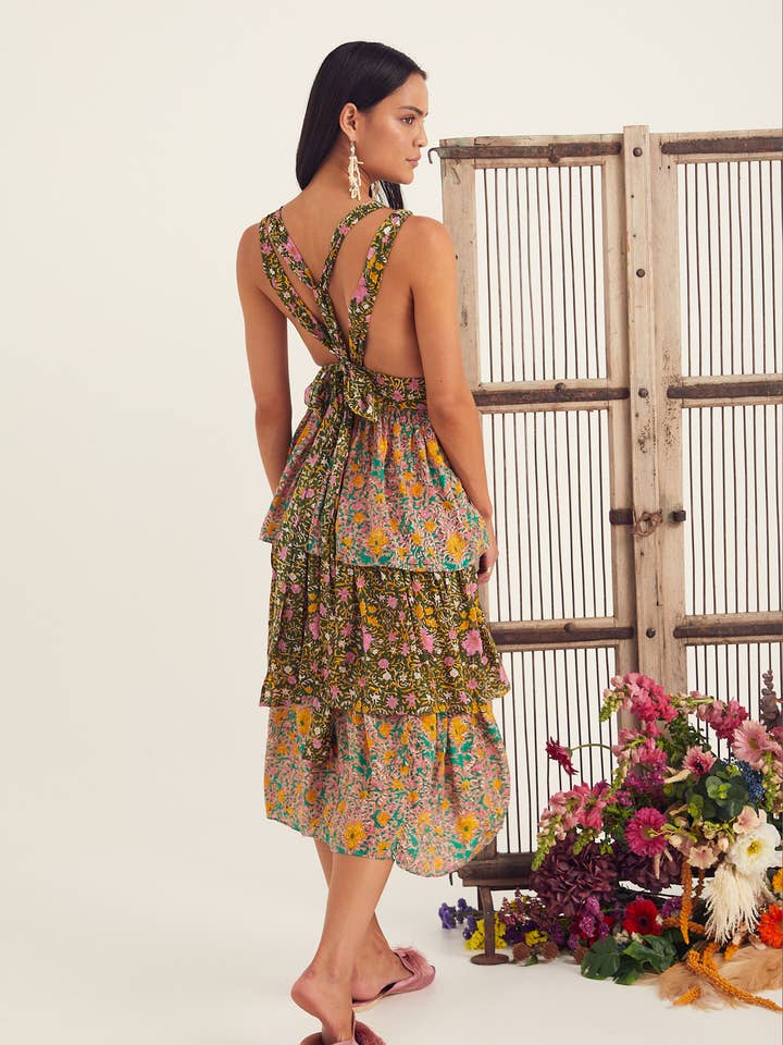 CHAMELI DRESS - MULTI VICTORIAN PRINT for wholesale by Kopal