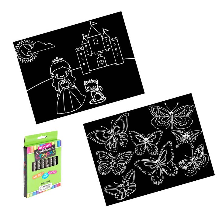 Genanvendelig farvelægningsmåtte med prinsesse/sommerfugl til rejsebrug sæt for engroshandel hos Imagination Starters