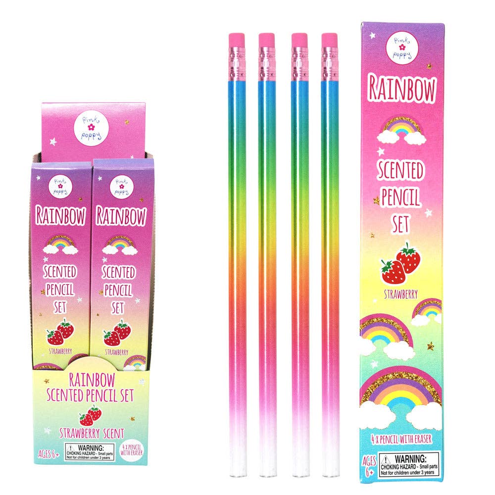 Pink Poppy - Wholesale Pencil - Rainbow Scented Pencils 4 Pack - Pack Size 120