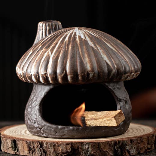 Ceramic Mushroom House Back Flow Incense Burner for wholesale by Haku