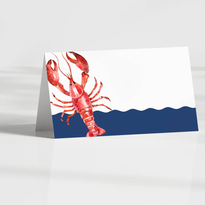 Lobster Place Cards | Set of 10 Nautical Coastal Table Cards for wholesale by Note Worthy Paper Place