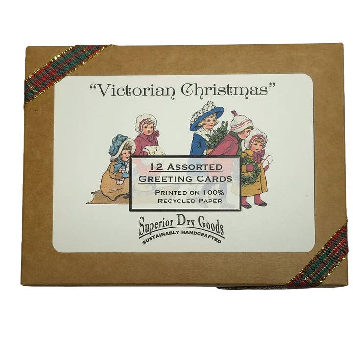 "Victorian Christmas" Recycled Greeting Card Set of 12 for wholesale by Superior Dry Goods