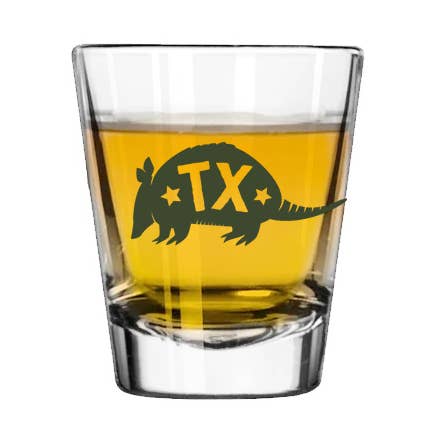 Texas Armadillo Shot Glass for wholesale by Made in Texas Co.