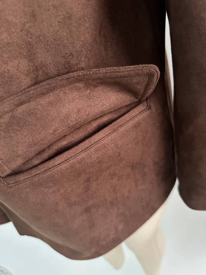 HIDDENBRAND - Wholesale Blazer - Women's - vintage oversized suede lapel blazer in brown5