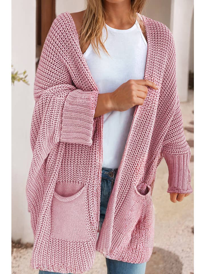 Little Daisy Closet - Wholesale Cardigan - Women's - LDC Oversized Fold Over Sleeve Open Front Cardigan2