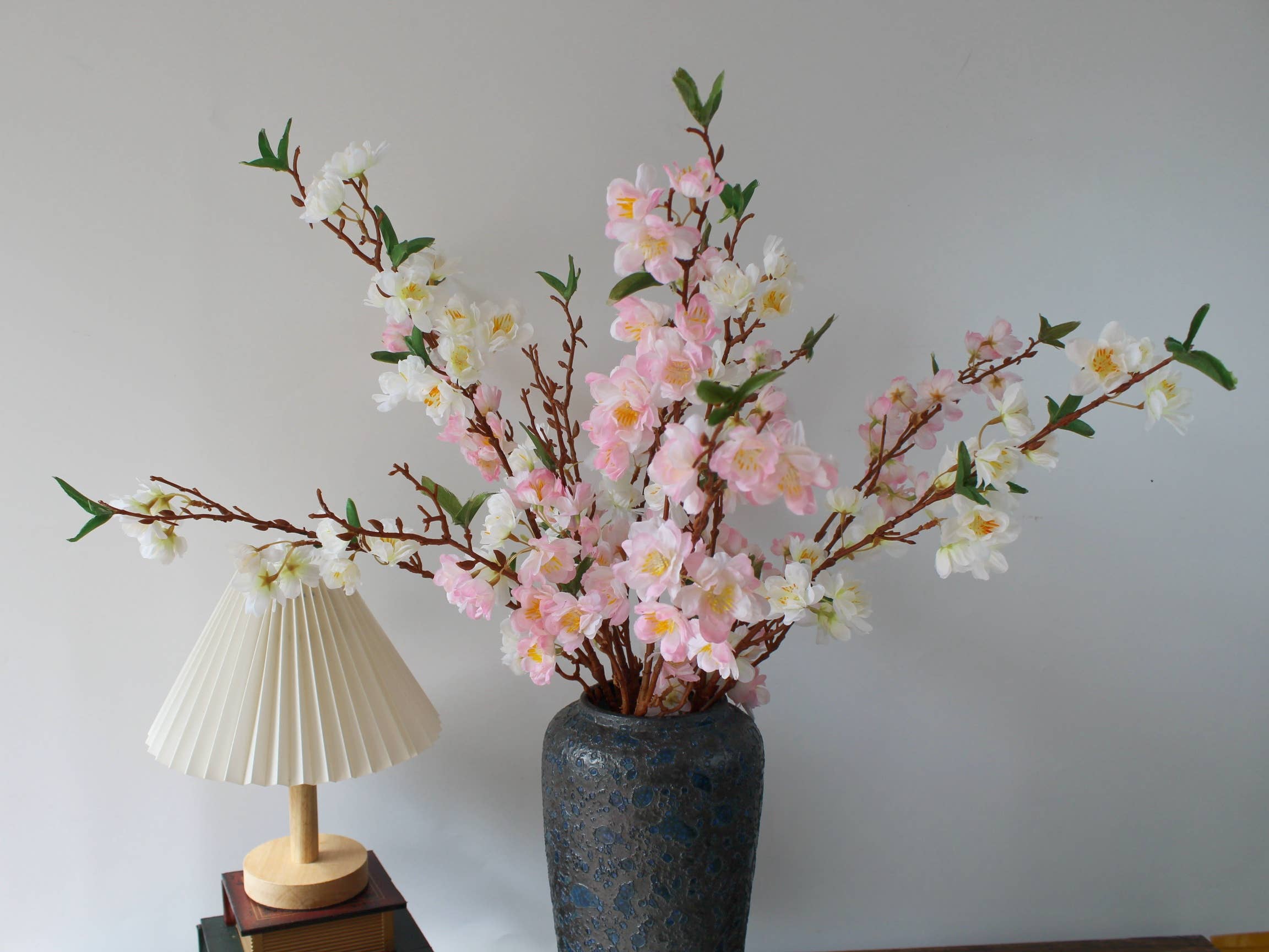 ACNITE(We cover U.S. import duties) – wholesale Artificial flowers – Artificial pink/white cherry blossom Silk flowers stem3