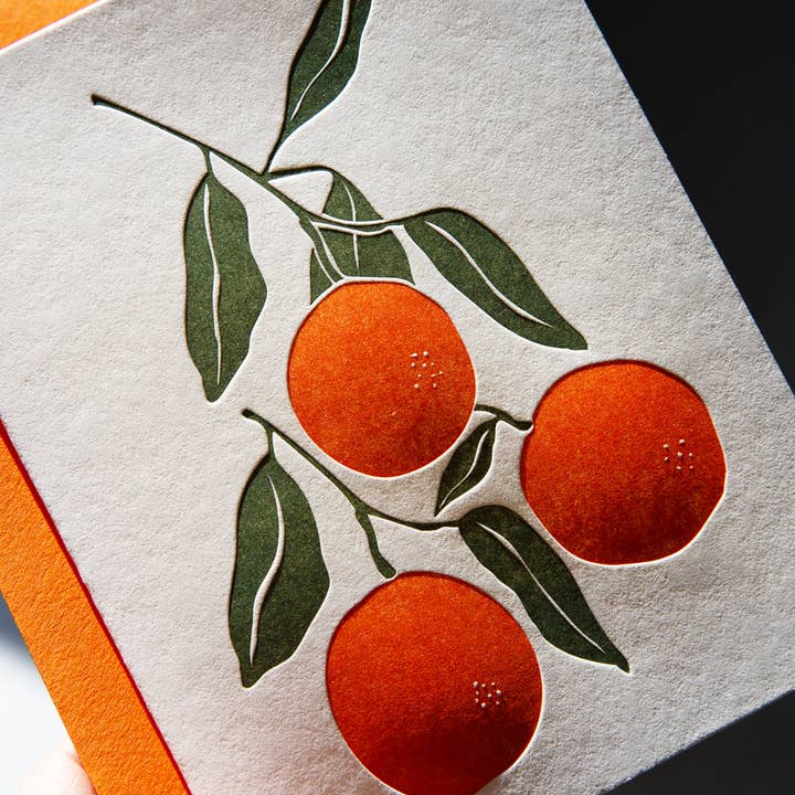 Bungalow 36 - Wholesale Everyday Greeting Card - Ojai Hanging Oranges - Hand Illustrated Letterpress Card3