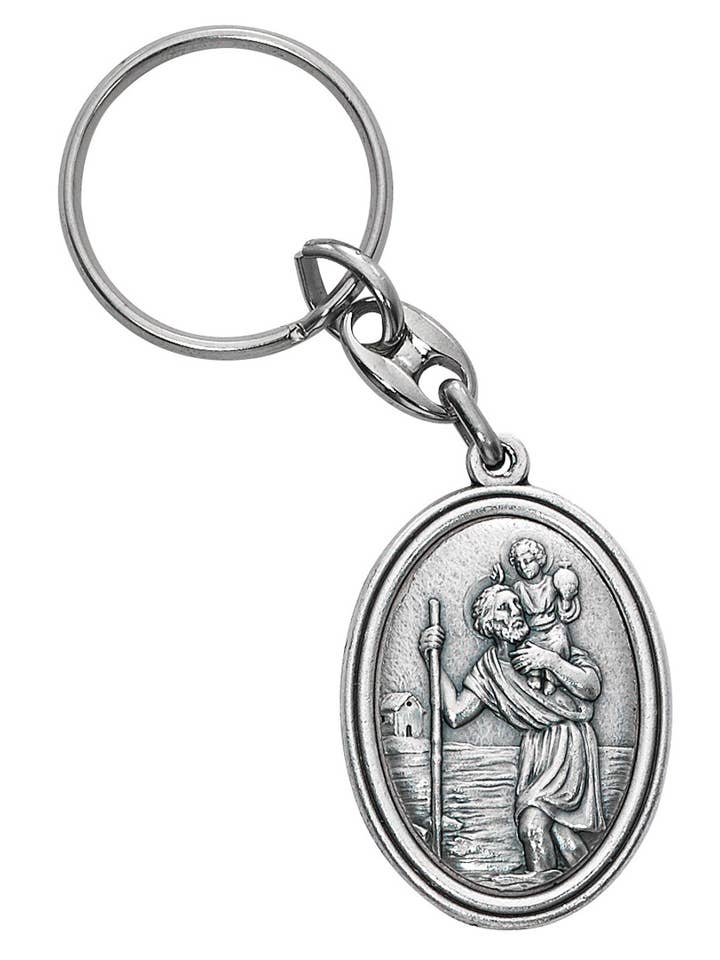 Religious & Catholic Keyring Keychain St. Christopher for wholesale by Hail Mary Gifts