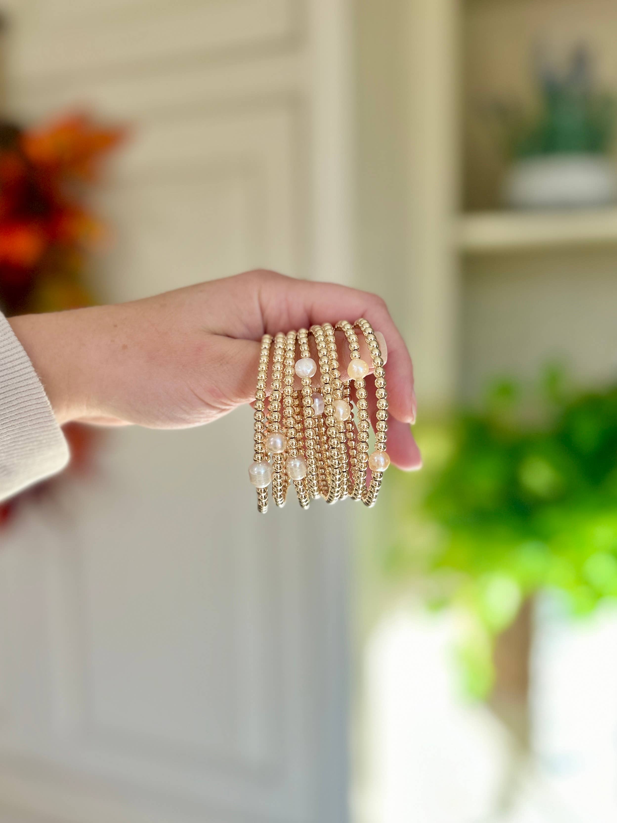 Kaylie Dawn Jewelry - Wholesale Armband met kralen - Set van 6: Anna Handgemaakte Rekbare Armband met Echte Parel1