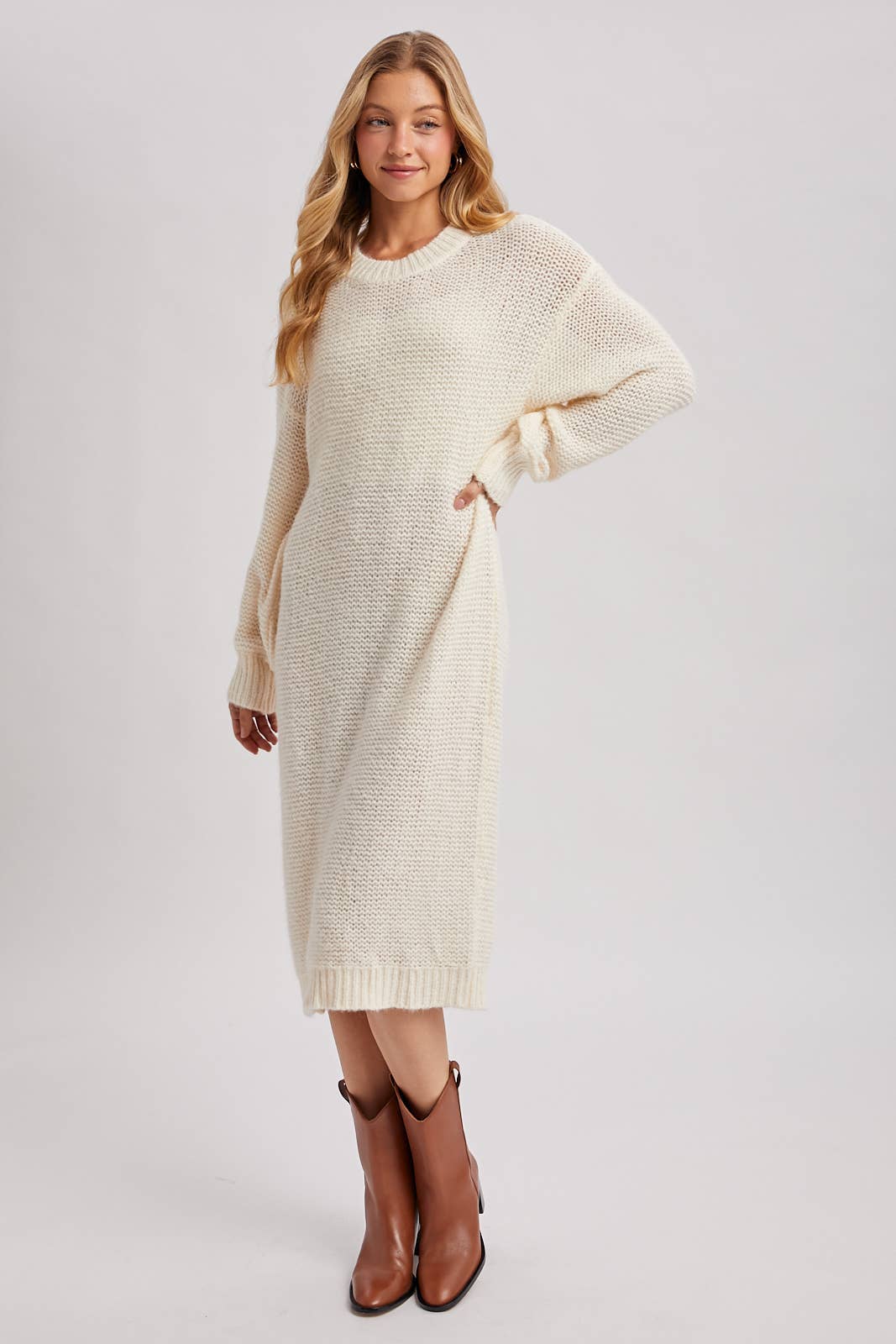 Bluivy - Wholesale Dress - Women's - OVERSIZED LIGHTWEIGHT KNIT SWEATER MIDI DRESS3