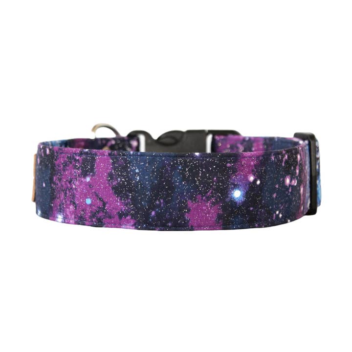 Navy and purple glitter galaxy dog collar - The Britney for wholesale by Paper Chasing Collars Dog Accessories