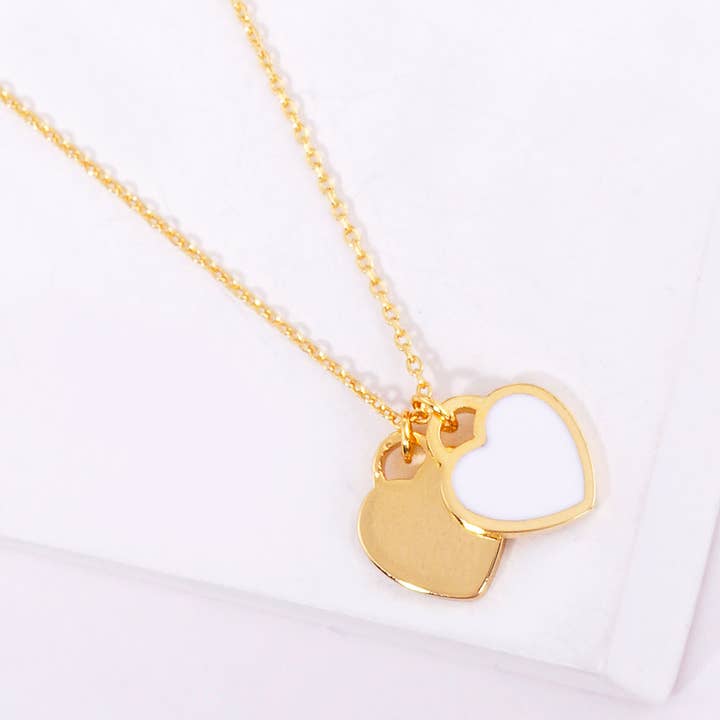 Sensibling Corp. - Wholesale Pendant/Charm Necklace - Enamel Metal Double Heart Pendant Necklace9
