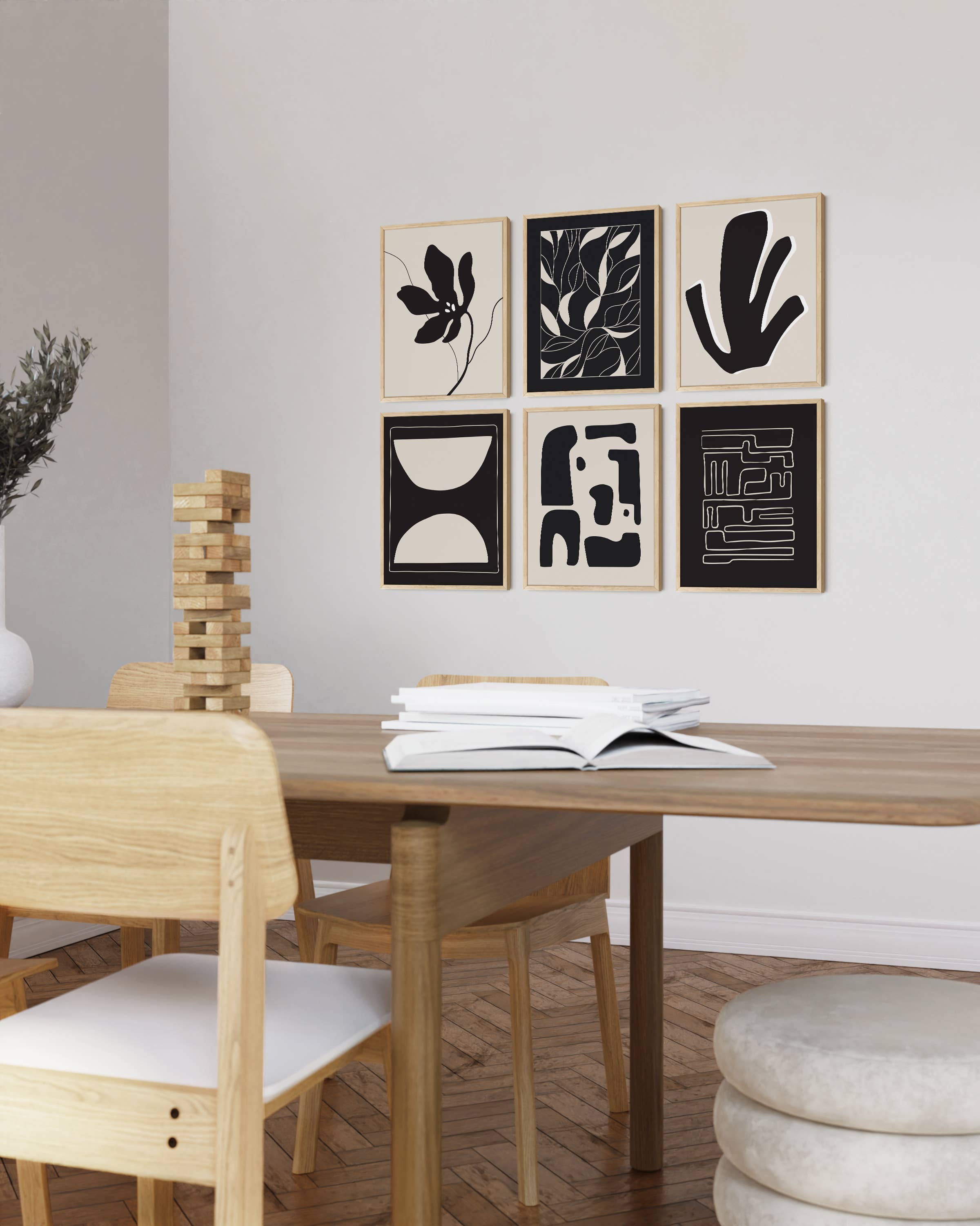 Haus and Hues - Wholesale Gallery Wall Set - Black and Beige Abstract Wall Art Set1