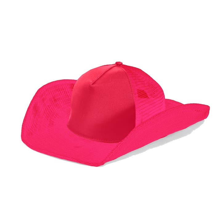 Cowboy Snapback - Wholesale Trucker Hat - Unisex - HOT PINK COWBOY SNAPBACK: 5 PANEL - BLANK