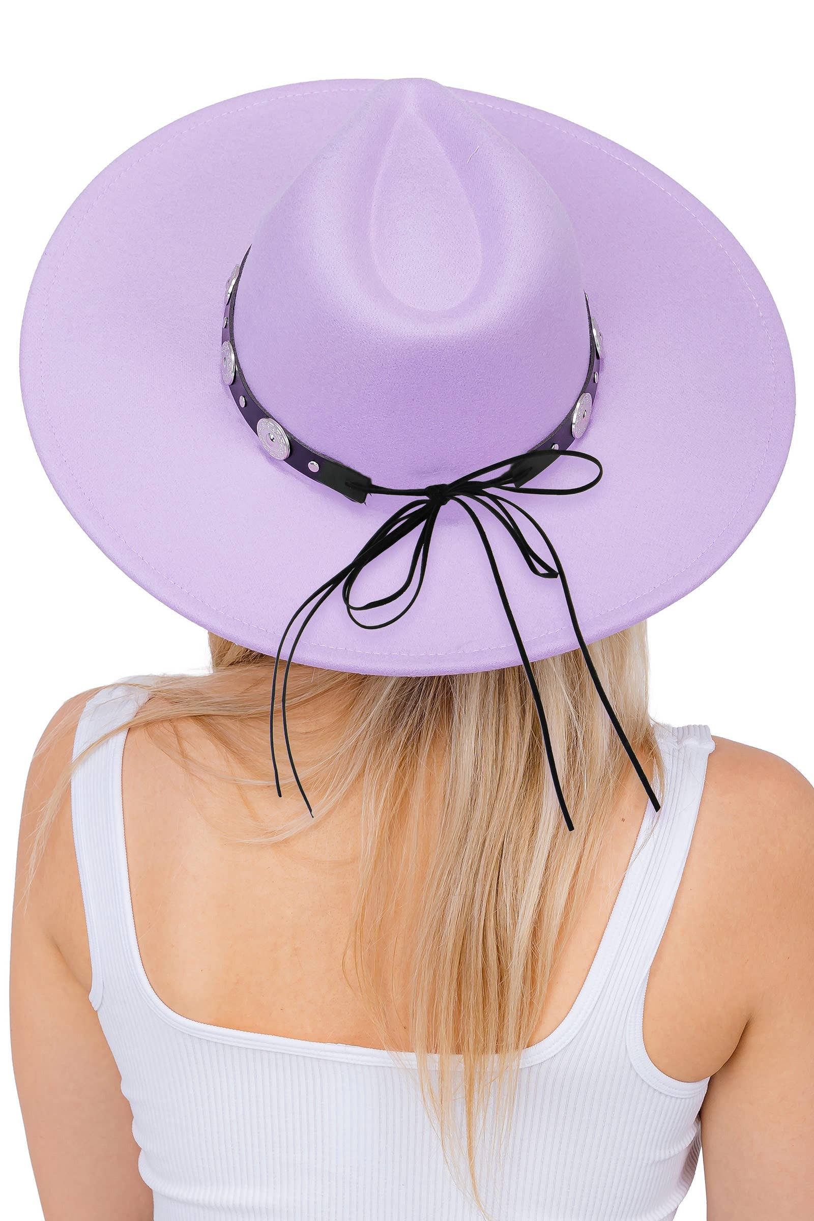 Cap Zone – wholesale Fedora – Women’s – Concho Belt Wide Flat Brim Felt Rancher Hat25