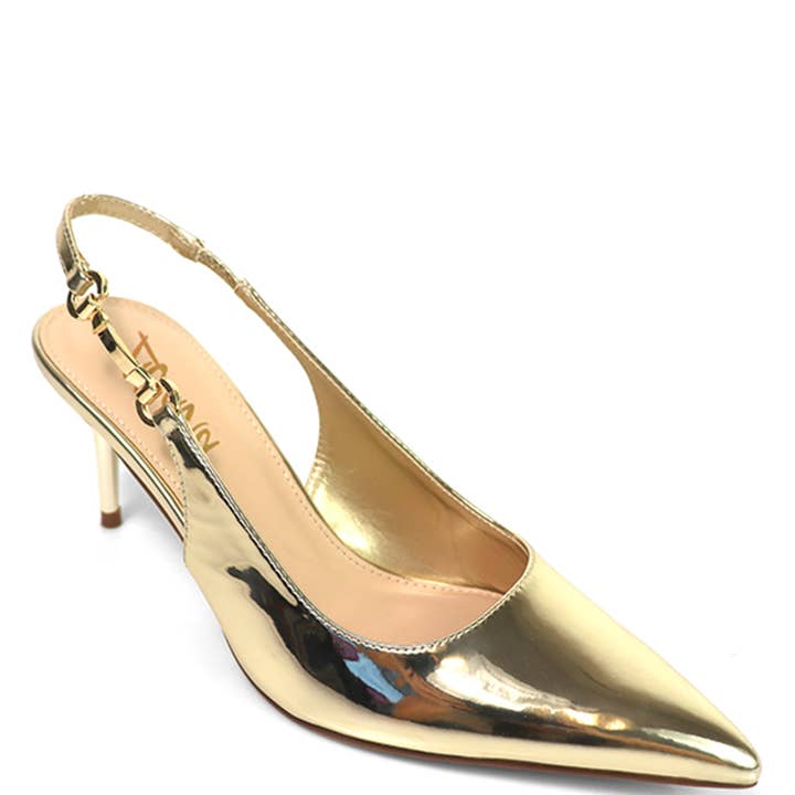 BOUT POINTU DÉTAIL CHAÎNE DORÉE LATÉRALE 12 PAIRES, BARBARA 1 12 pour la vente par JOIA ACCESSORIES