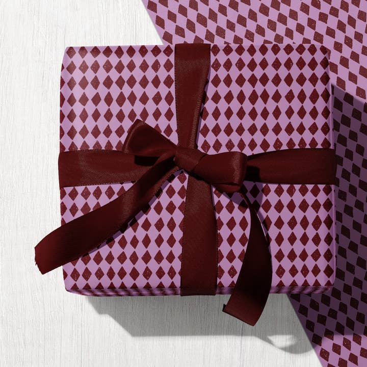 Plum Diamond | Modern Christmas Recycled Gift Wrap Paper for wholesale by Bird & Co Studio