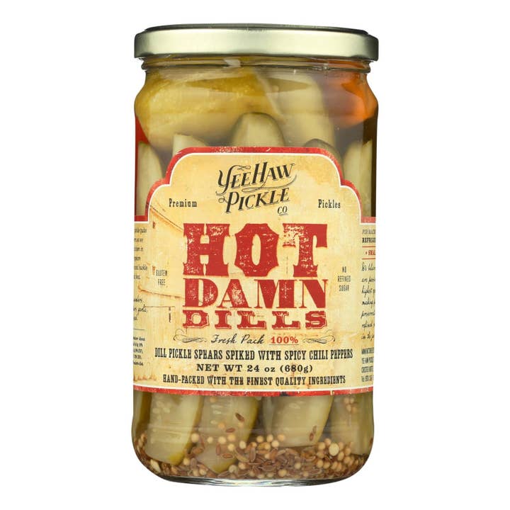Ware Spark - Wholesale Pickled Vegetables - Yee-haw Pickle Dills Pickle - Hot Damn - Case Of 6 - 24 Oz.