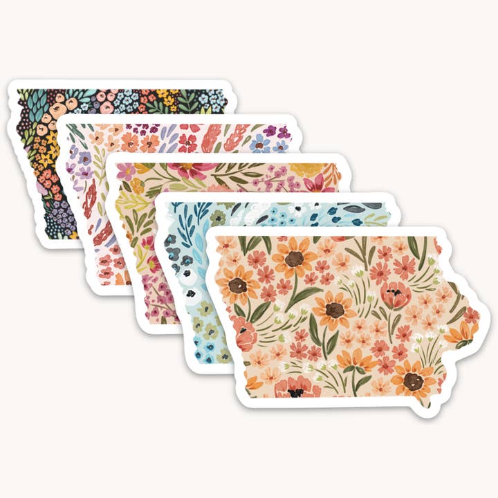 Elyse Breanne Design - Wholesale Sticker - Iowa State Floral Sticker 3x2in.