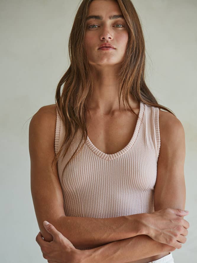 By Together - Wholesale Tank Top - Women's - S1233N | Seamless Knit Nylon Spandex Ribbed V-Neck Tank2