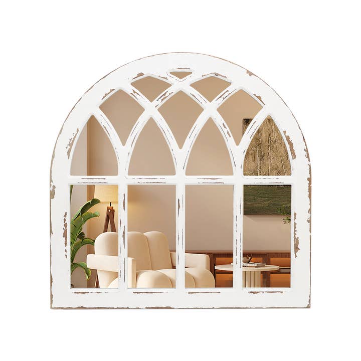 Paris Loft Inc - Wholesale Wall Mirror - Barn Farmhouse White Arched Wall Mirror