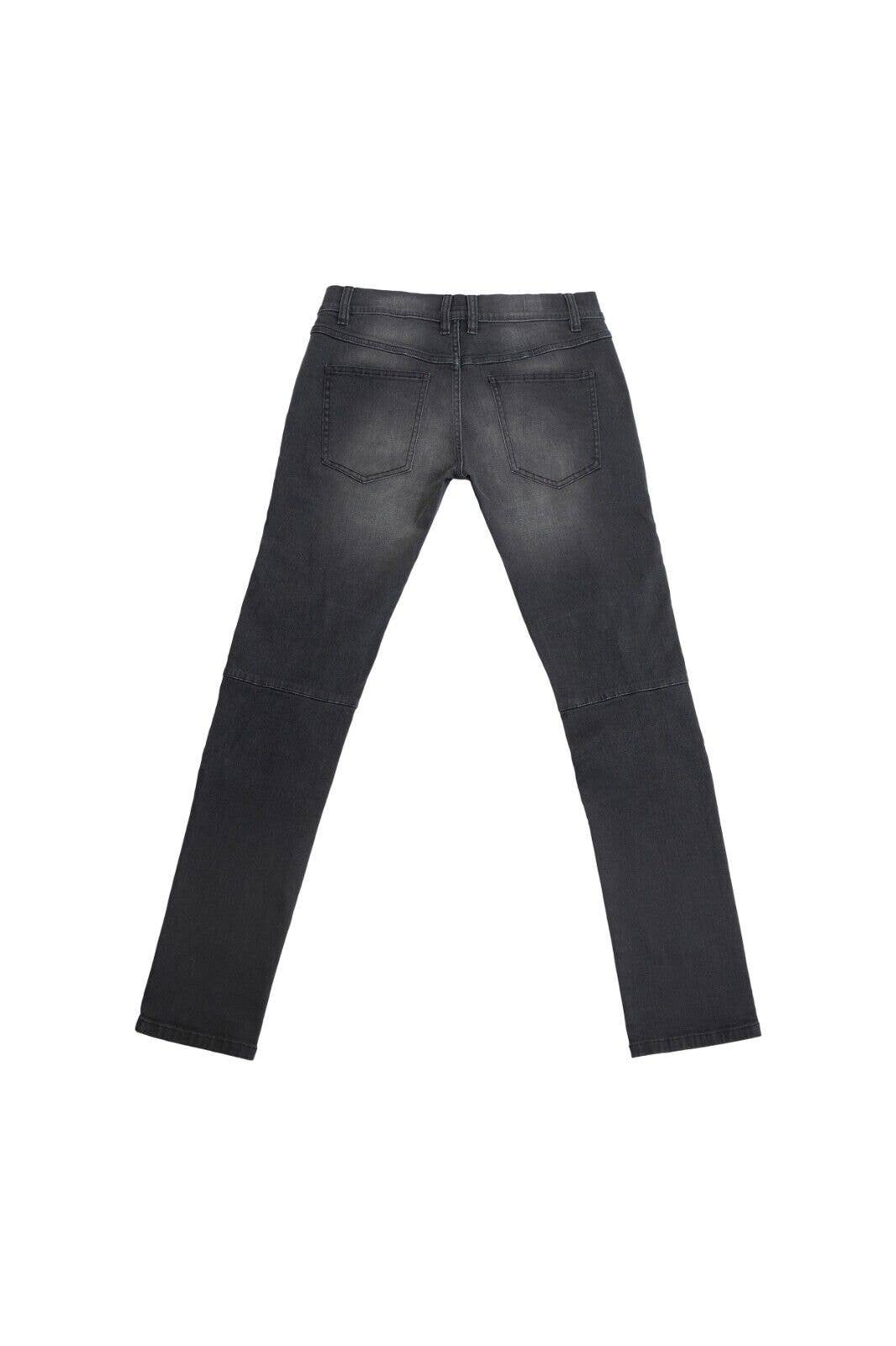 Grå Herre 3D Rippet Stretch Taperet Slim Fit Denimjeans - Grå for engroshandel på Faire1