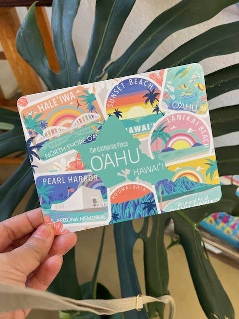 Oahu Postcard "Discounted due to back print reversed" for wholesale by Island Stickers & More / Yuriko J. Design