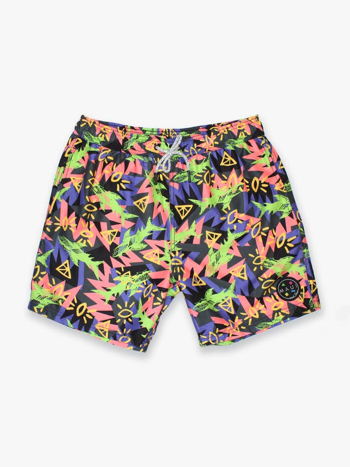Shark Tank Pool Shorts in Black for wholesale by Maui and Sons