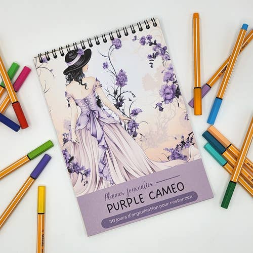 Blocco agenda giornaliera Purple Cameo da 30 pagine per la vendita all'ingrosso da parte di ColorFall Editions