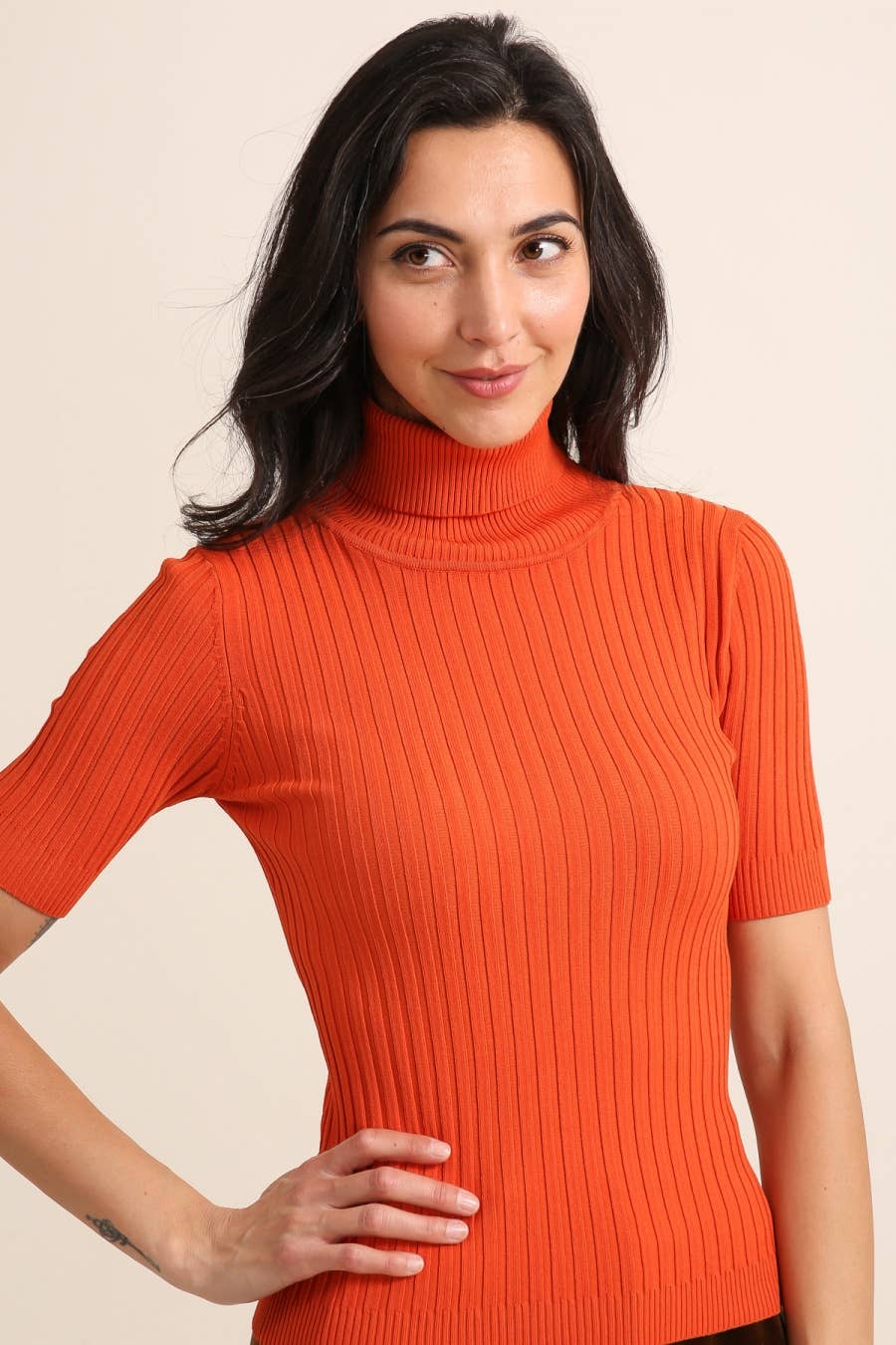 CHOKLATE PARIS – wholesale Stickad topp - Dam – Kortärmad polotröja i ribbstickning - 051216