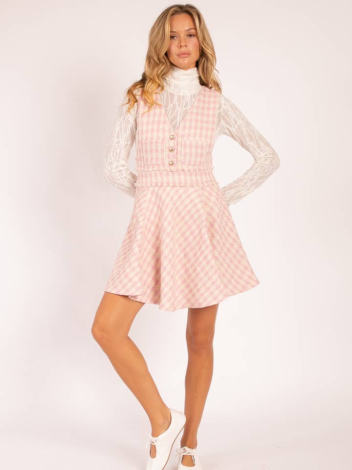 Heyson - Wholesale Dress - Women's - JOD1015 Plaid Button-Front Skater Dress