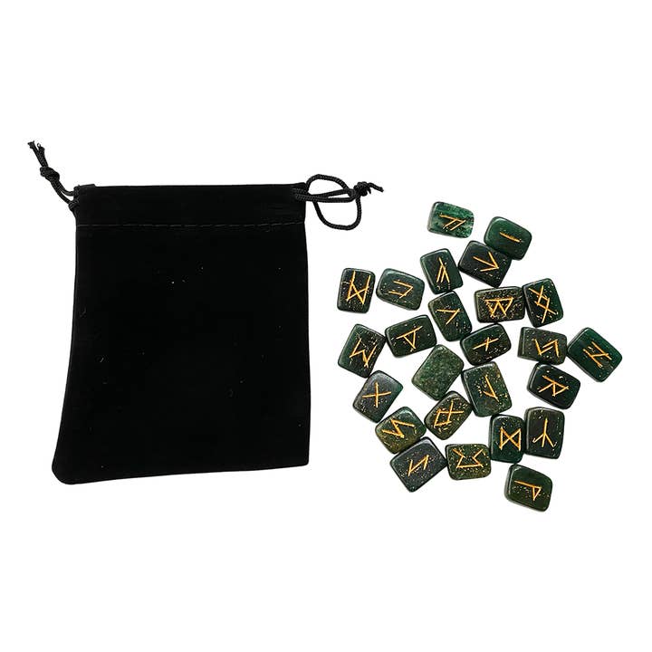 VIE - Wholesale Spiritual Stone/Crystal - Rectangular Rune Set with Pouch