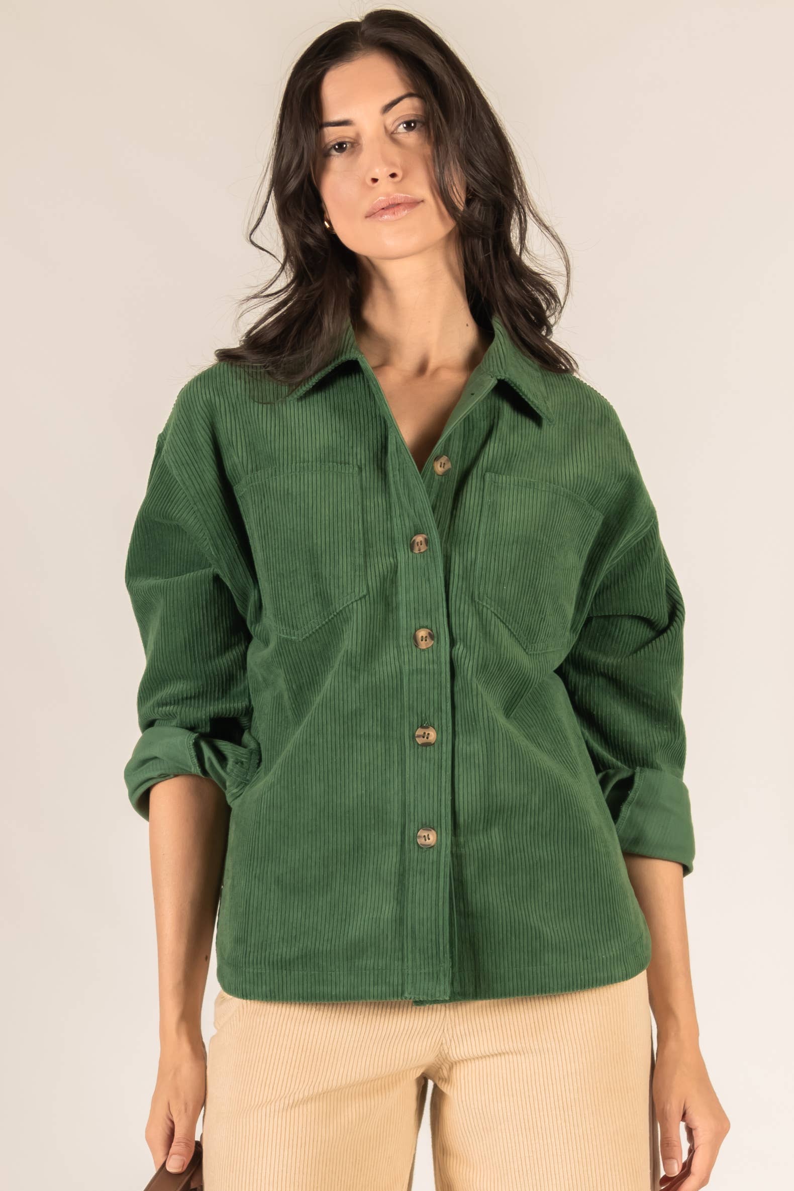 Before You Collection - Vente Chemise à col boutonné – femme - Chemise boutonnée en velours côtelé10