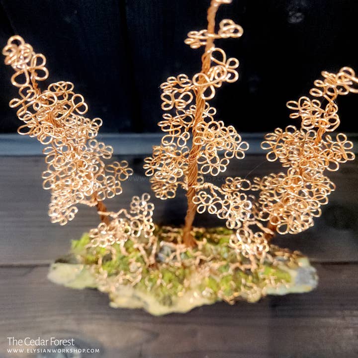 Elysian Workshop - Wholesale Decorative Tabletop Object - Cedar Forest Copper Wire Tree on Ohko Dragon Stone1